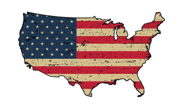 United states of America flat map with grunge effect