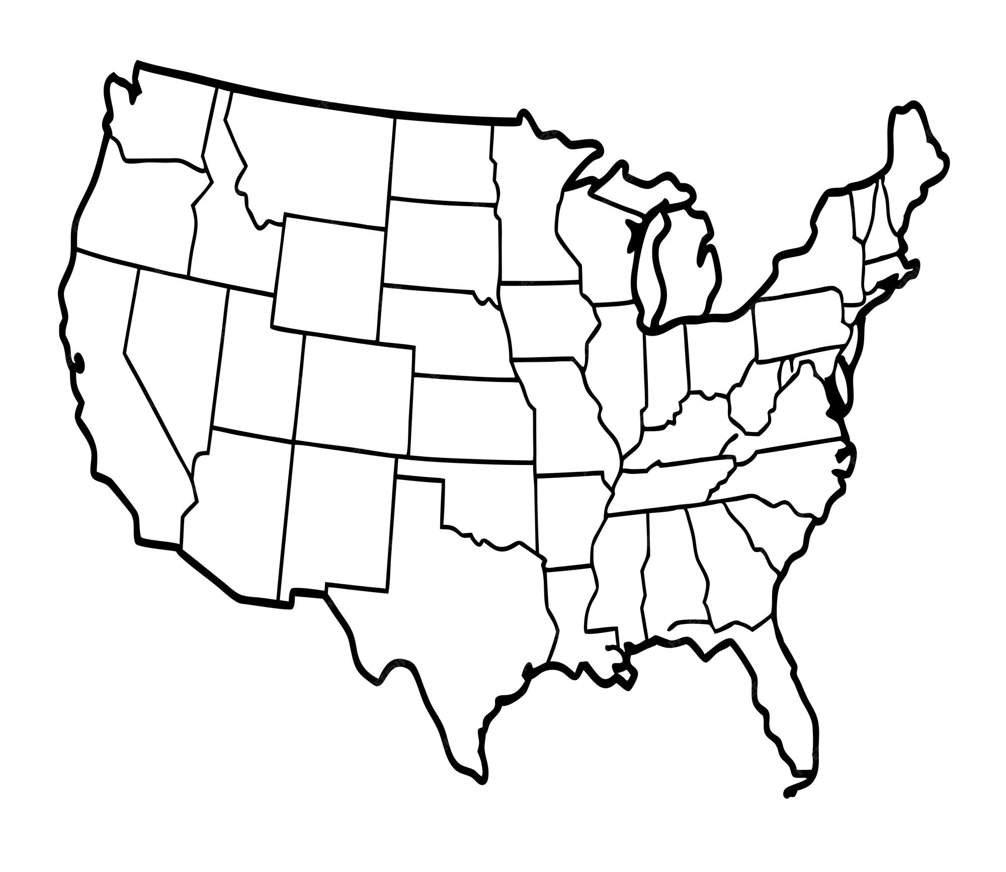 United States Of America Map coloring page With Province Line Style USA