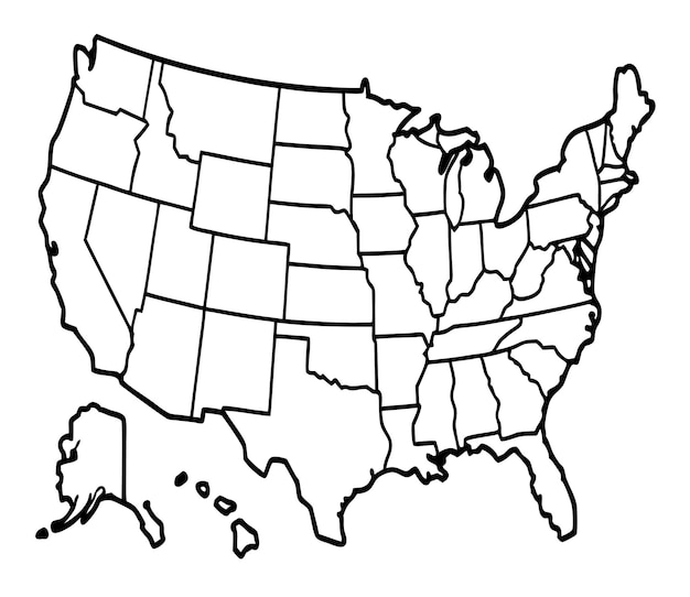 United States Of America Map coloring page With Province Line Style USA