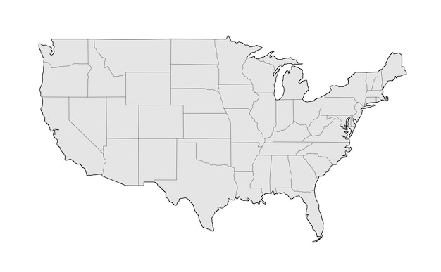 白い背景に分離された灰色のスタイルでアメリカ合衆国の地図 ベクトル illustrationxA