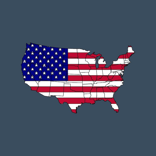 Vector united states of america map with flag