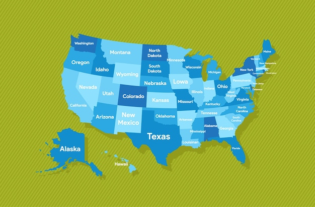 Vector united states of america map with state names vector illustration