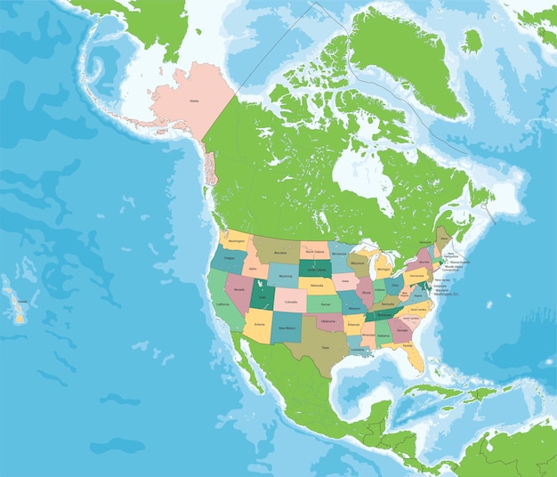 La mappa degli stati uniti d'america