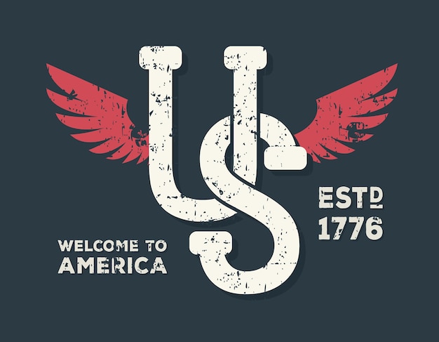Соединенные Штаты Америки Типография США Винтажный дизайн печати на футболках Графика на футболках