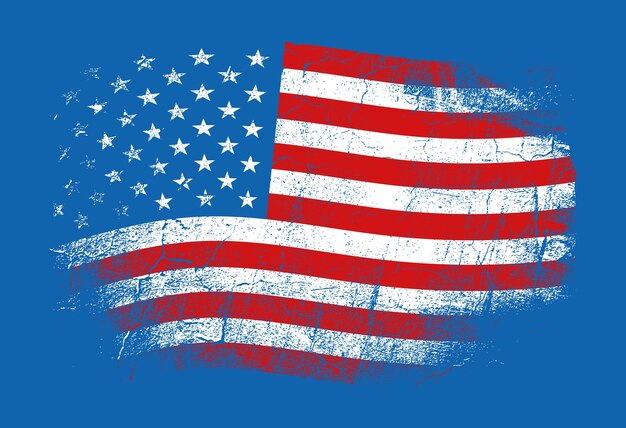 United States of America vector illustration in grunge style with cracks and abrasions