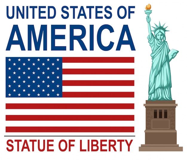 United states of america with the statue of liberty