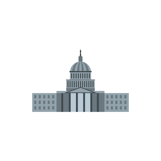 Vector united states capitol icon in flat style on a white background