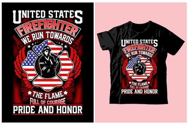 United States Firefighter t-shirt design Graphics