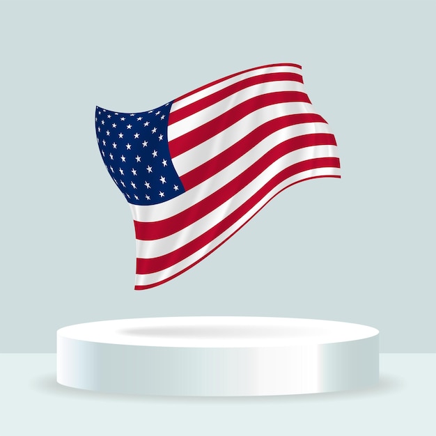 united states flag 3d rendering of the flag displayed on the stand