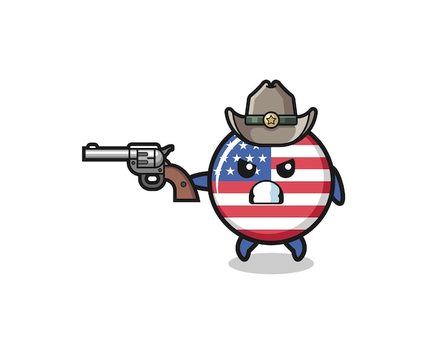 The united states flag cowboy shooting with a gun