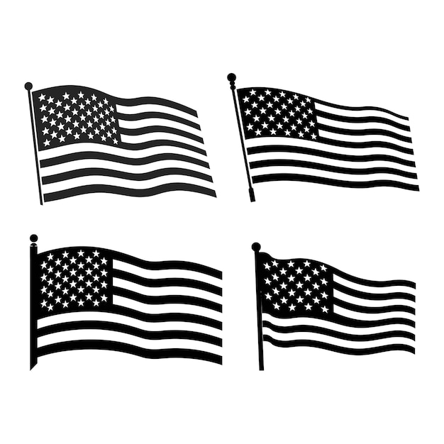 United states flag elements vector set