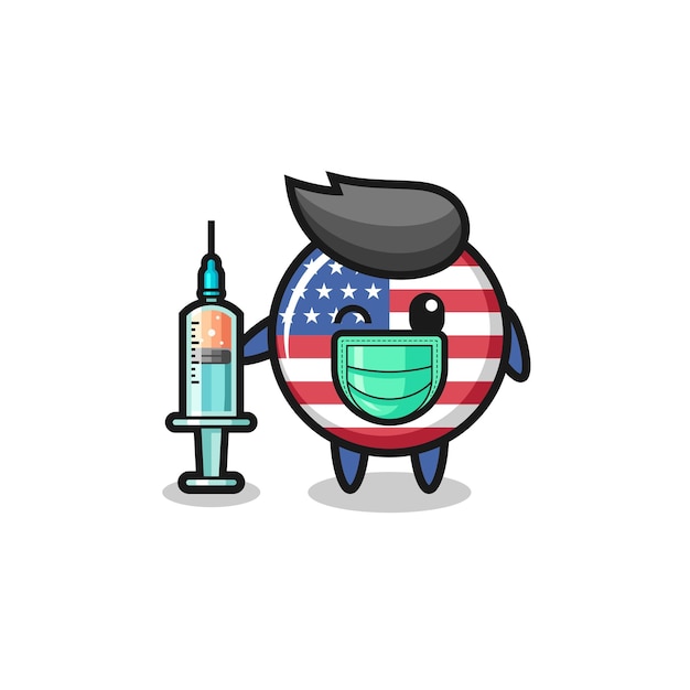 United states flag mascot as vaccinator