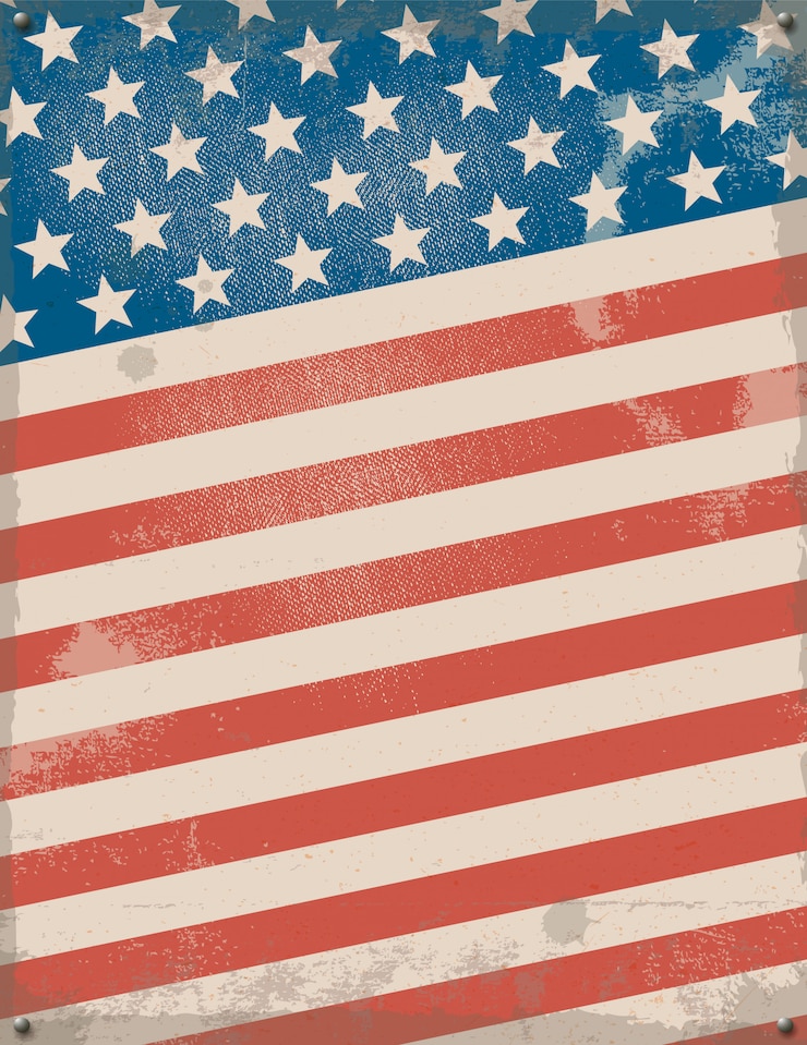 Vector united states flag. vintage textured background.