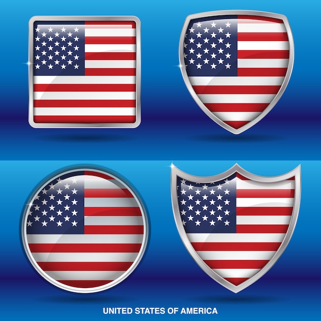 Vector united states flags in 4 shape icon