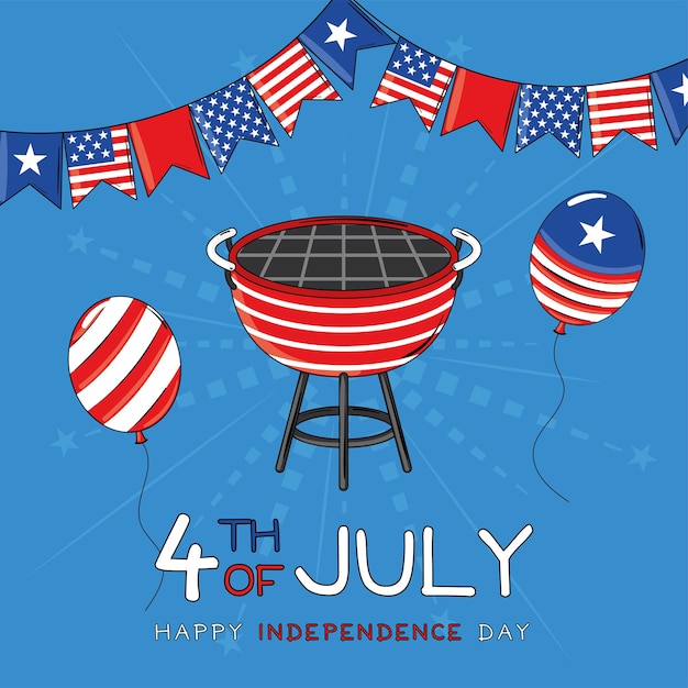 アメリカ合衆国独立記念日 7月4日 カード ベクトル