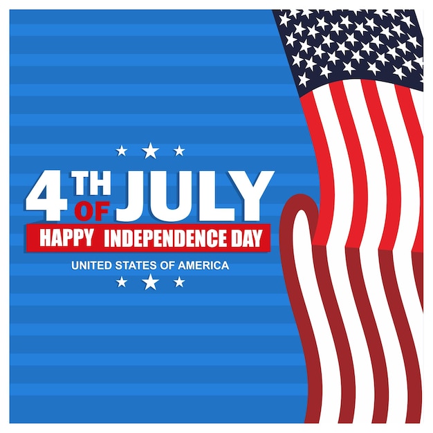 united states independence day with the us flag flying american national holiday independence day usa concept flat vector illustration