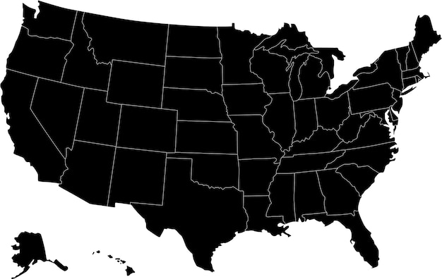 白い背景に分離された米国の地図ベクトル