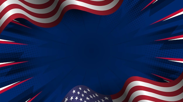 United States national background illustration with United States flag and comic style