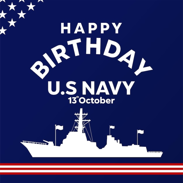 Vector the united states navy birthday with a flat design vector with blue colour