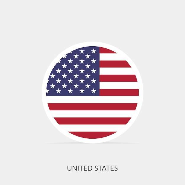 Vector united states round flag icon with shadow