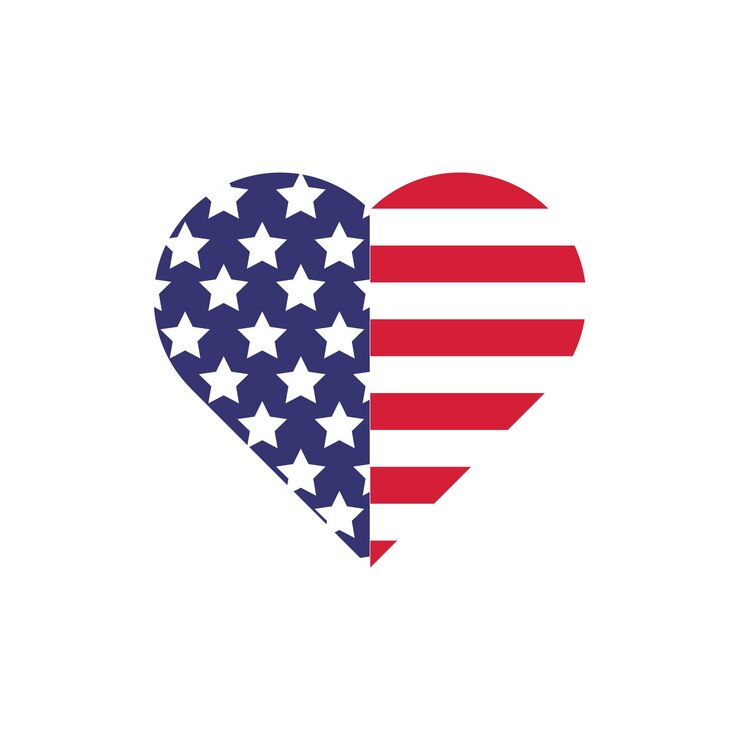 Vector united states usa flag vector in heart shape sign or symbol