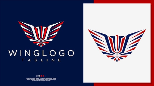 United states wing logo design template. Abstract wing logo design vector.