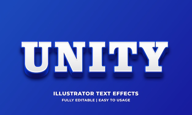 Vector unity bold white blue  text effect