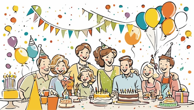 Unità e felicità celebrazione del compleanno in famiglia