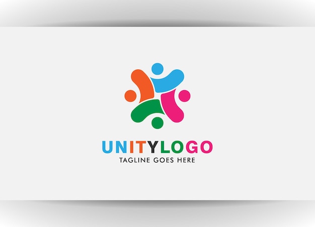 Дизайн логотипа Unity Абстрактные люди символизируют единение и дизайн концепции сообщества, креативный центр, шаблон значка социальной связи и набор логотипов