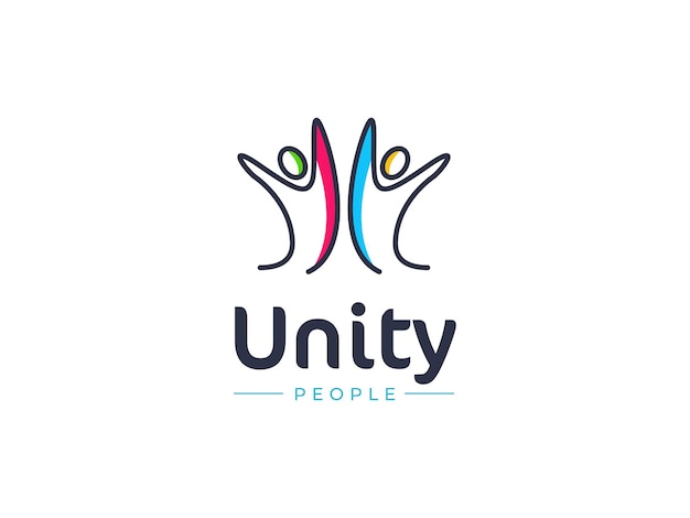 Unity people team work logo design concept