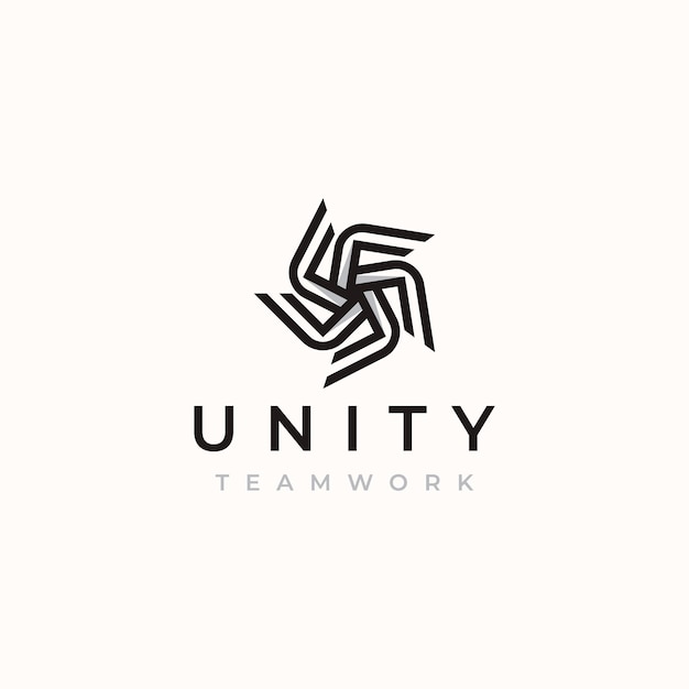 Unityチームワークモノグラムコンセプトロゴテンプレート