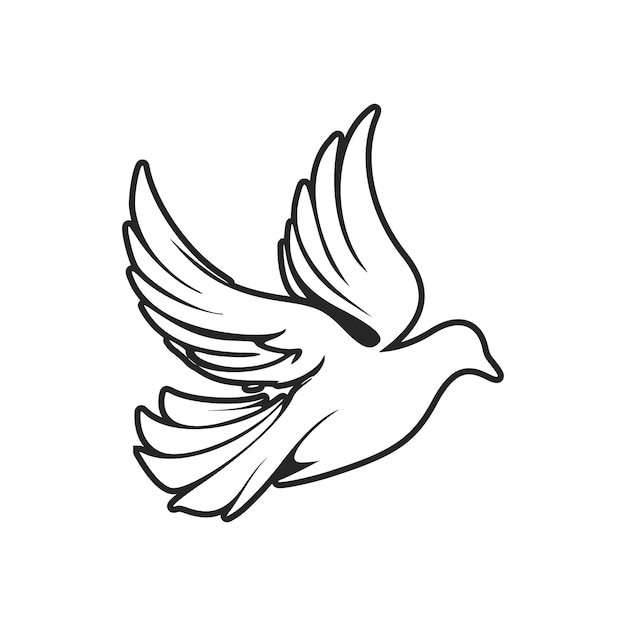 Vector universal black and white dove logo perfect for any company looking for a stylish and professional look