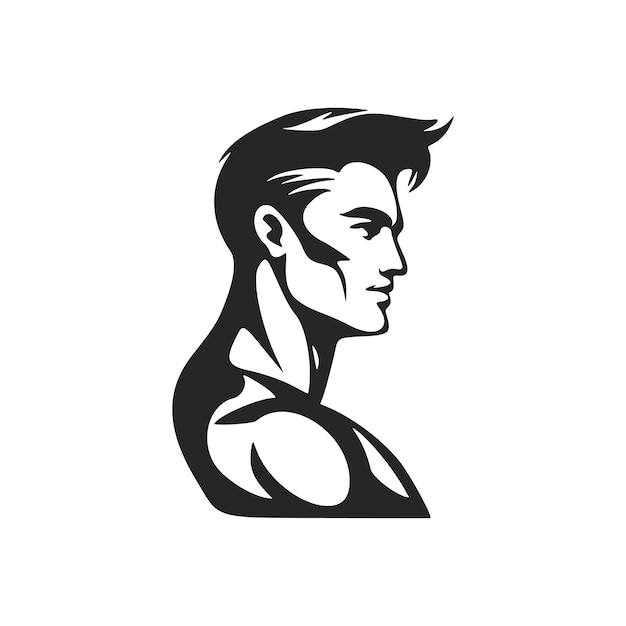 Universal Black and white logo with the image of a Muscled man Good for the gym