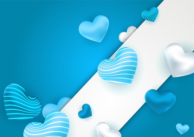 Universal blue love valentine's banner background with hearts. design for special days, women's day, valentine's day, birthday, mother's day, father's day, christmas, wedding, and event celebrations.