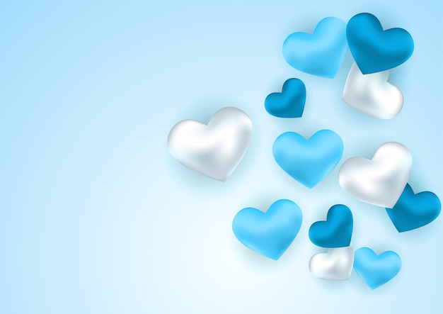 Universal blue love valentine's banner background with hearts. Design for special days, women's day, valentine's day, birthday, mother's day, father's day, Christmas, wedding, and event celebrations.