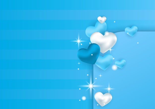 Universal blue love valentine's banner background with hearts. Design for special days, women's day, valentine's day, birthday, mother's day, father's day, Christmas, wedding, and event celebrations.