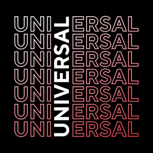 Design della t-shirt tipografica con effetto di testo relativo alla parola del libro universale