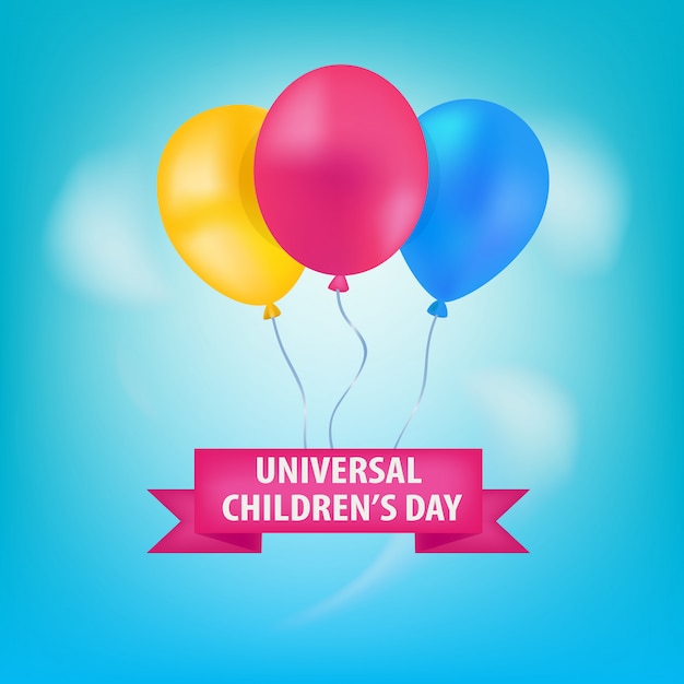 Vector universal children's day balloons in the sky