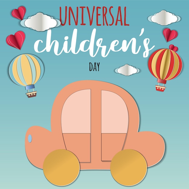 Universal Children's Day papercut postcard