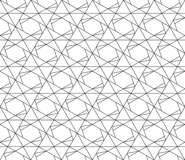 Универсальный высококачественный бесшовный геометрический узор с редактируемой толщиной штриха, обтравочной маской. абстрактный черно-белый векторный фон в классическом стиле
