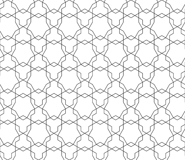 Универсальный высококачественный бесшовный геометрический узор с редактируемой толщиной штриха, обтравочной маской. абстрактный черно-белый векторный фон в классическом стиле