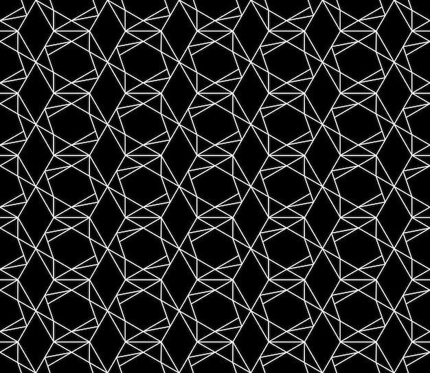 Universal high quality seamless geometric pattern with editable weight of stroke, clipping mask. abstract black and white vector background in classical style