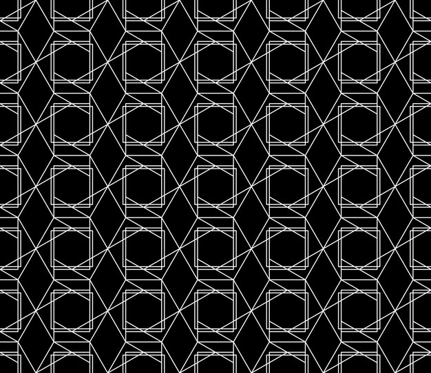 Universal high quality seamless geometric pattern with editable weight of stroke, clipping mask. Abstract black and white vector background in classical style