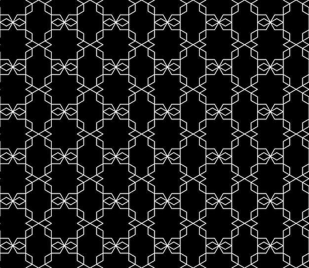 Universal high quality seamless geometric pattern with editable weight of stroke, clipping mask. Abstract black and white vector background in classical style