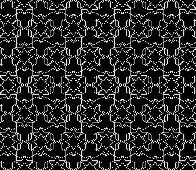 Universal high quality seamless geometric pattern with editable weight of stroke, clipping mask. Abstract black and white vector background in classical style