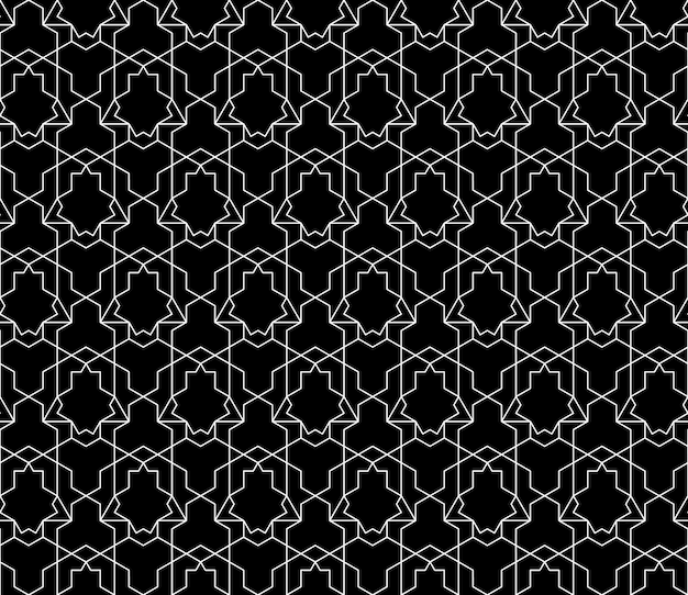 Universal high quality seamless geometric pattern with editable weight of stroke, clipping mask. Abstract black and white vector background in classical style