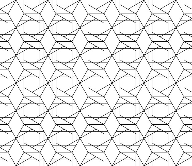 Universal high quality seamless geometric pattern with editable weight of stroke, clipping mask. Abstract black and white vector background in classical style