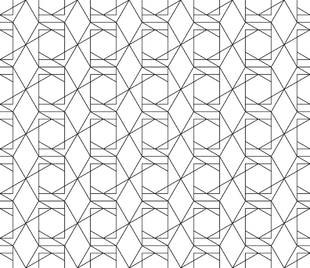 Universal high quality seamless geometric pattern with editable weight of stroke, clipping mask. Abstract black and white vector background in classical style