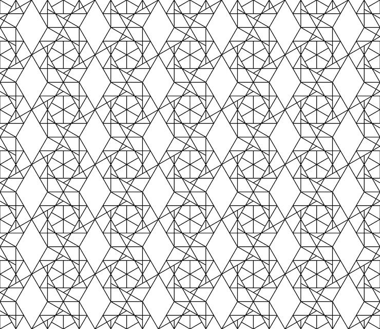 Vector universal high quality seamless geometric pattern with editable weight of stroke, clipping mask. abstract black and white vector background in classical style