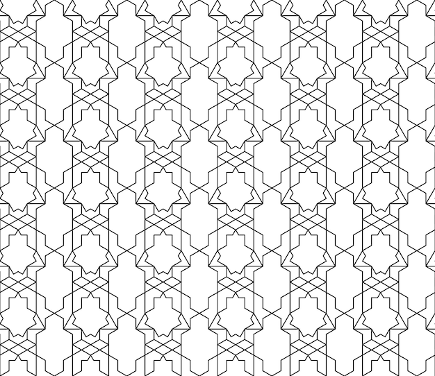 Universal high quality seamless geometric pattern with editable weight of stroke, clipping mask. Abstract black and white vector background in classical style